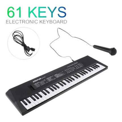 BigFun BF-6138 61 Keys Electronic Keyboard with Mic & USB Cable – Musical Piano for Kids and Beginners