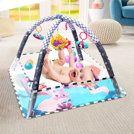 Activity Gym & Foldable Play Mat with Hanging Toys and 20 Balls – 2-in-1 Baby Play Gym for Newborns (0M+)
