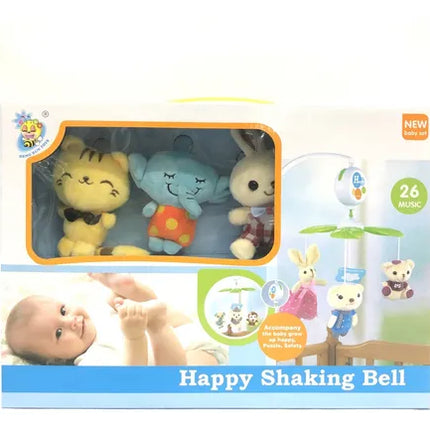 Happy Shaking Bell Musical Baby Crib Mobile | Soft Plush Hanging Toys