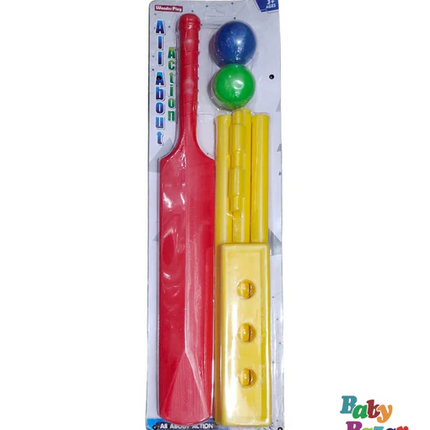 Kids Plastic Cricket Bat & Ball Set – Outdoor Sports Play Kit (Ages 3+)