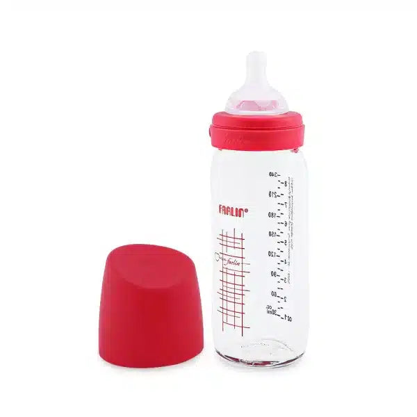 Farlin Wide-Neck Glass Feeding Bottle 240ml – Pink