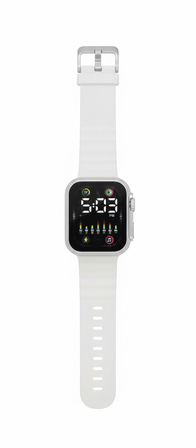 Kids Smart Digital Watch – White | Modern & Stylish Display.