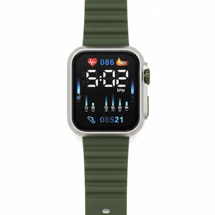 Kids Smart Digital Watch – Army Green | Fitness Display & Sporty Design