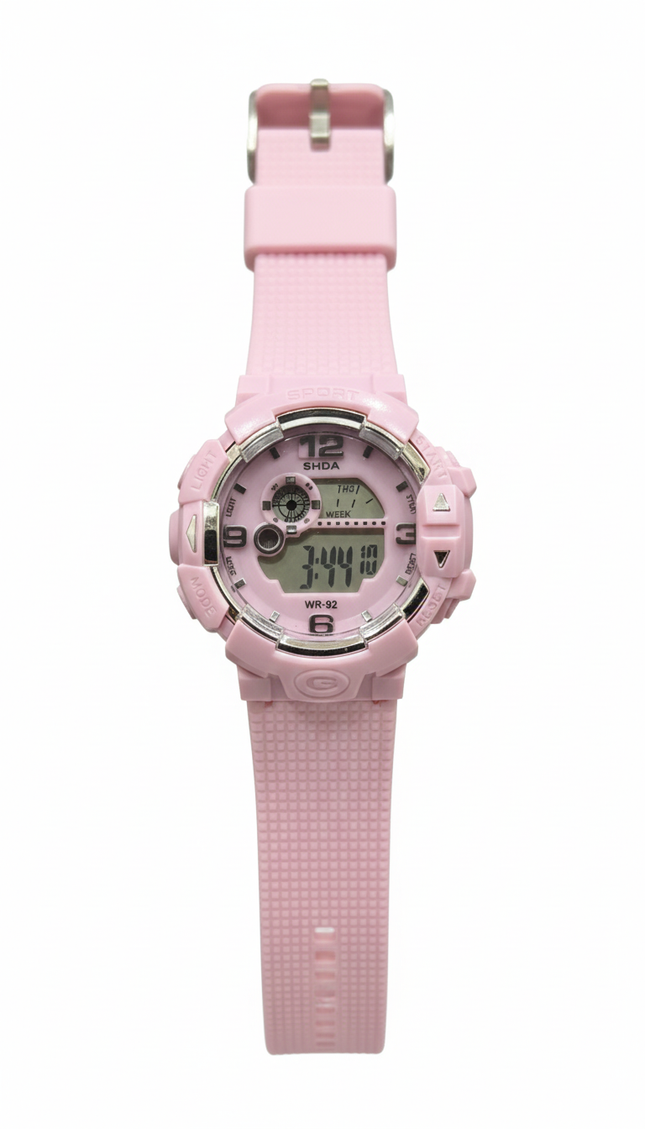Kids Sport Digital Watch – Pink | Dual Display & Durable Design