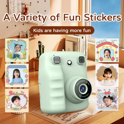 Instant Print Camera with Print Paper 1080P HD Digital Video Camera Kids Camera Toddler Camera for 3-12 Year Old Girls & Boys
