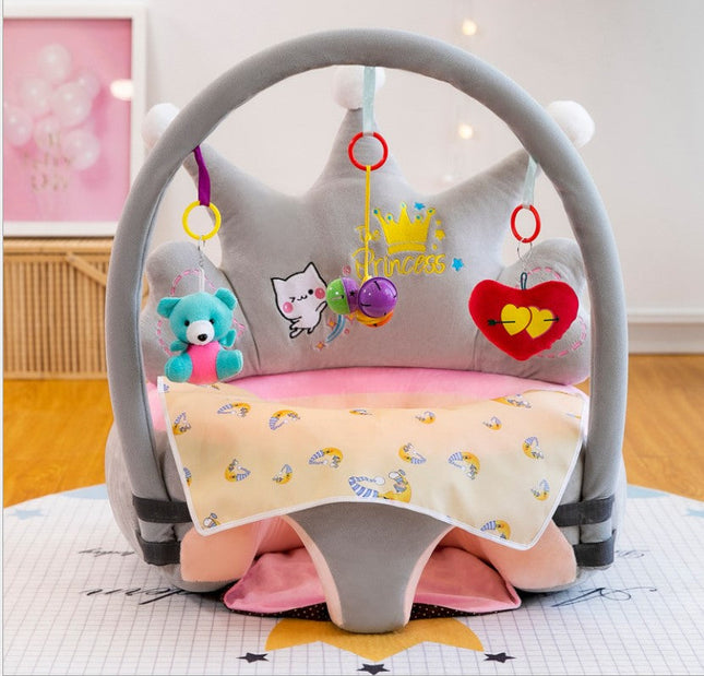 CROWN BABY FLOOR SEAT WITH TOY BAR GREY