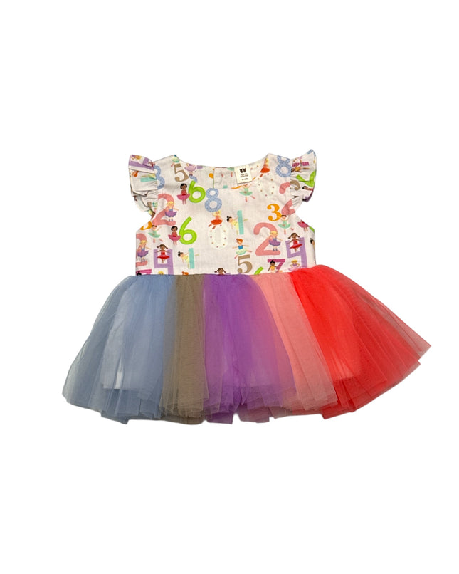 Baby frock with numbering print and fril
