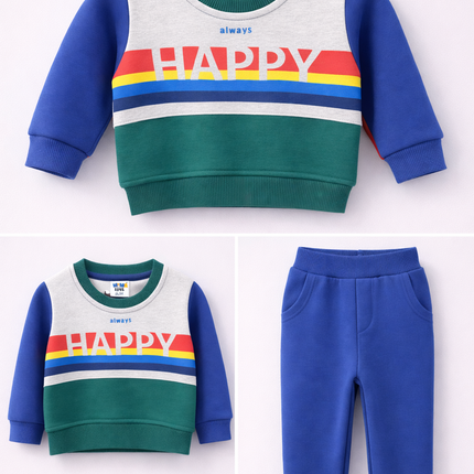 Always Happy Baby Boy Sweatshirt & Trouser Set – Cozy Winter Wear