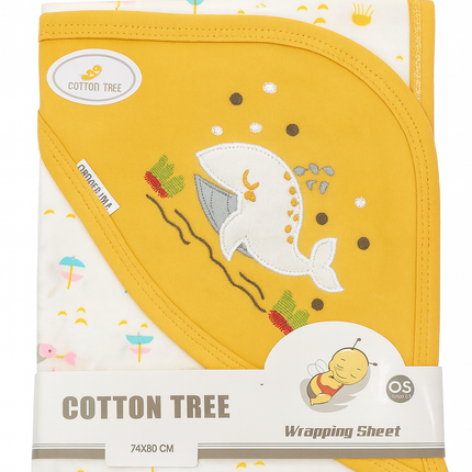 Cotton Tree Baby Wrapping Sheet – Whale Design