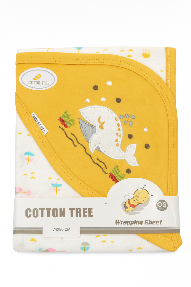 Cotton Tree Baby Wrapping Sheet – Whale Design