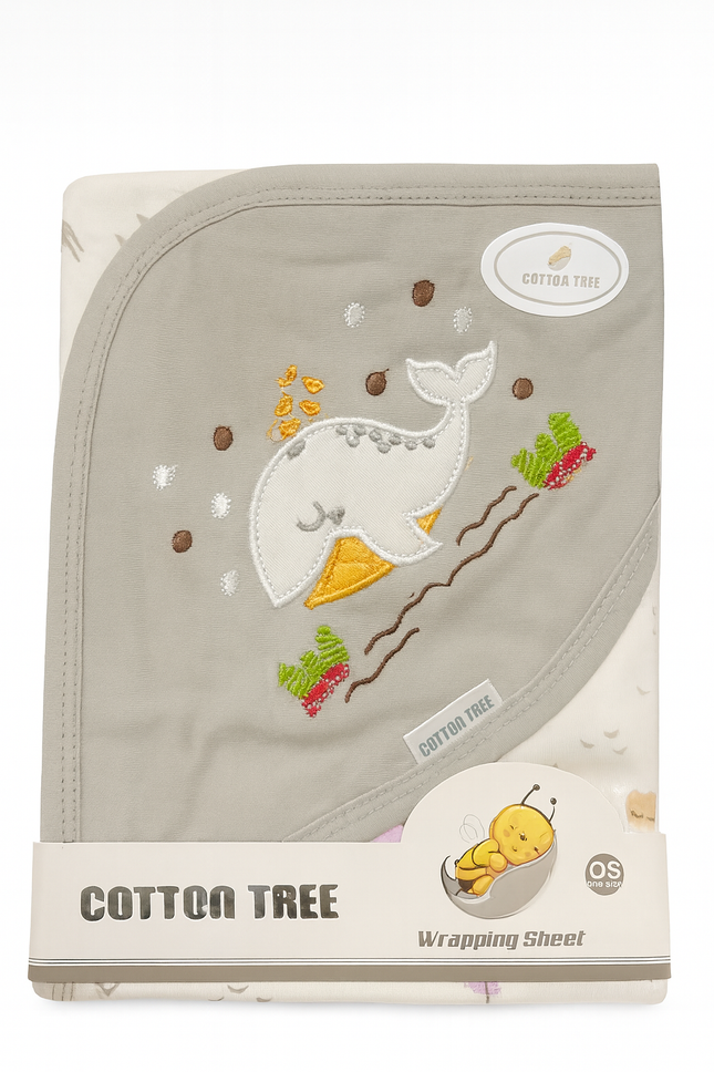Cotton Tree Baby Wrapping Sheet – Whale Design