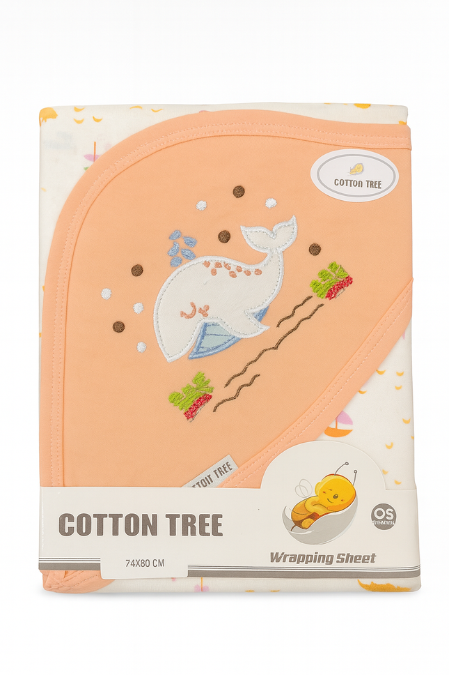 Cotton Tree Baby Wrapping Sheet – Whale Design