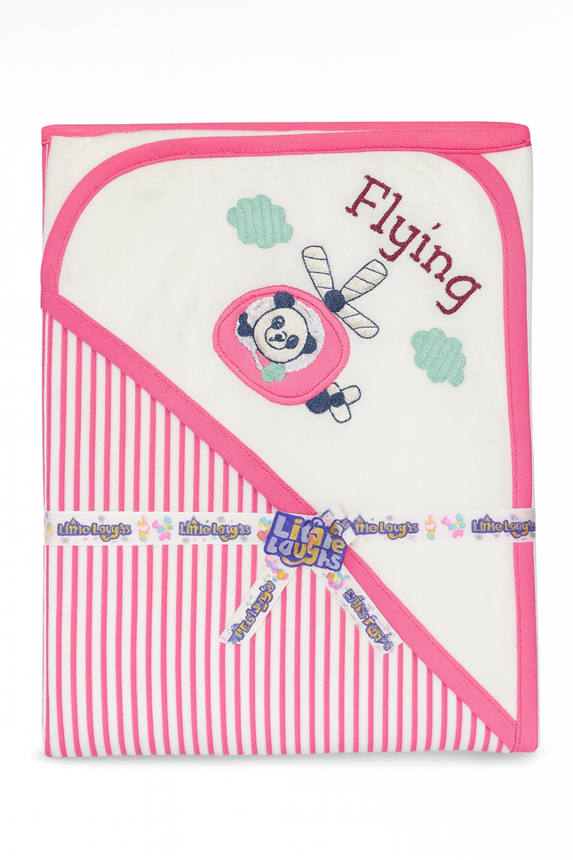 🧸 Flying Adventure – Little Laughs Baby Hooded Towel