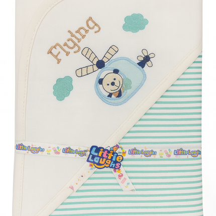 🧸 Flying Adventure – Little Laughs Baby Hooded Towel