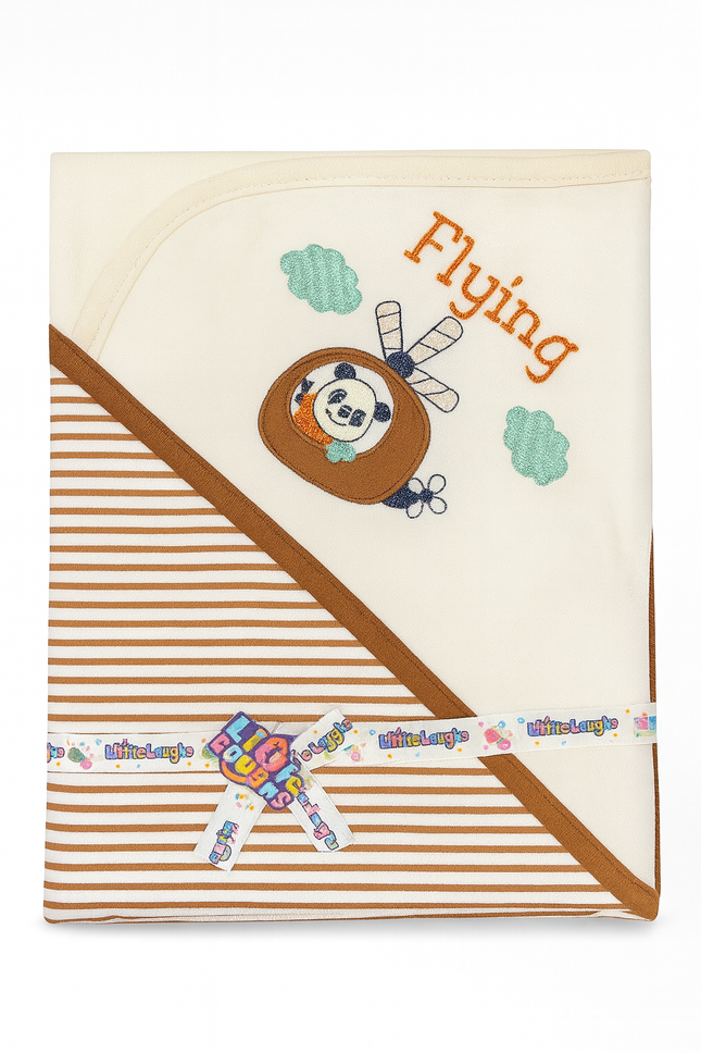 🧸 Flying Adventure – Little Laughs Baby Hooded Towel