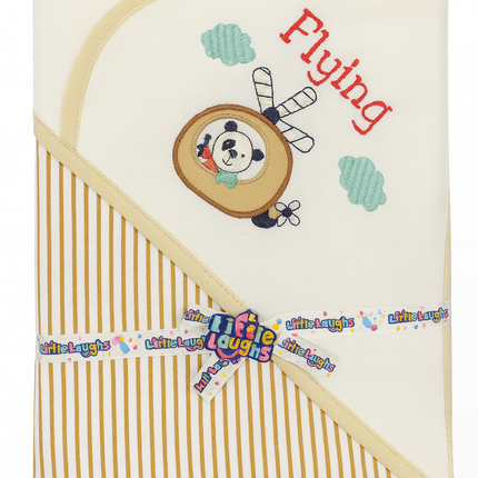 🧸 Flying Adventure – Little Laughs Baby Hooded Towel