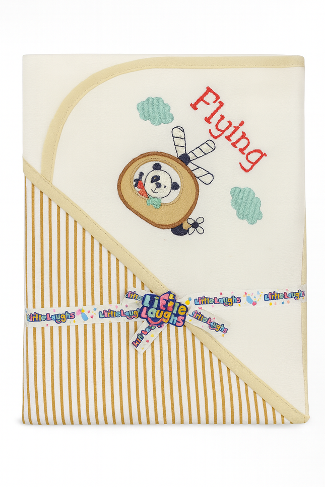 🧸 Flying Adventure – Little Laughs Baby Hooded Towel