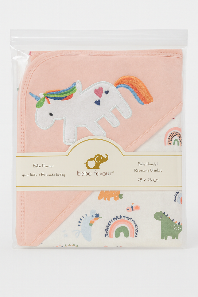 🦄 Bebe Favour Unicorn Hooded Receiving Blanket – Soft & Magical Comfort for Babies