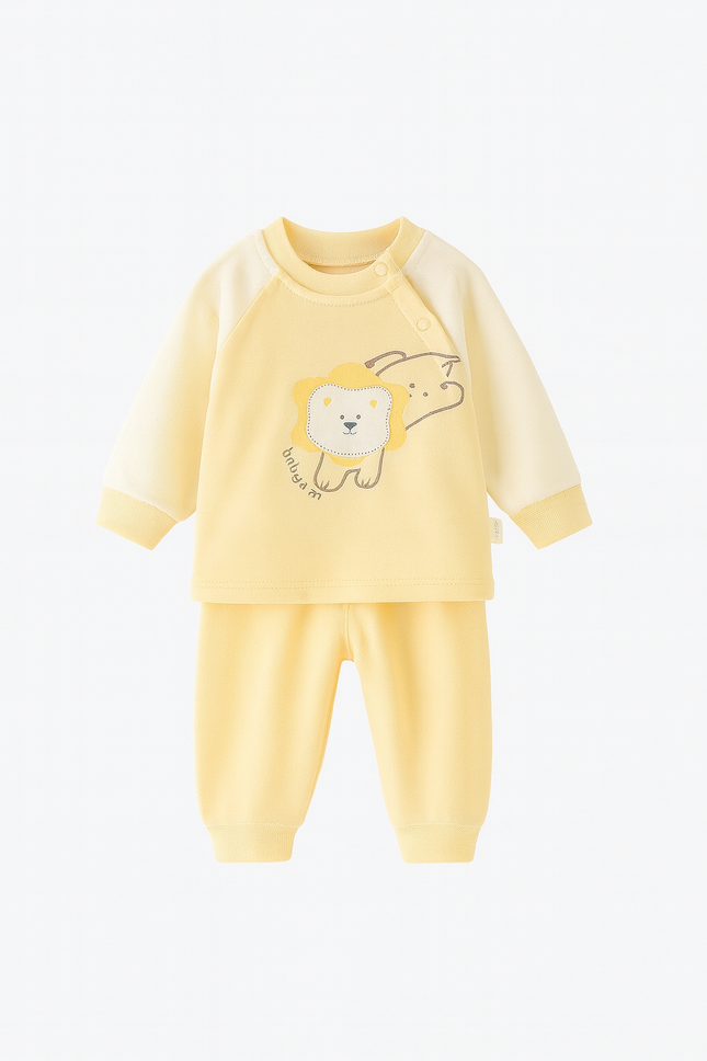 Baby Yellow Cute Puppy Winter Sweatshirt & Pajama