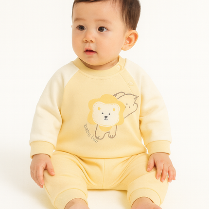 Baby Yellow Cute Puppy Winter Sweatshirt & Pajama