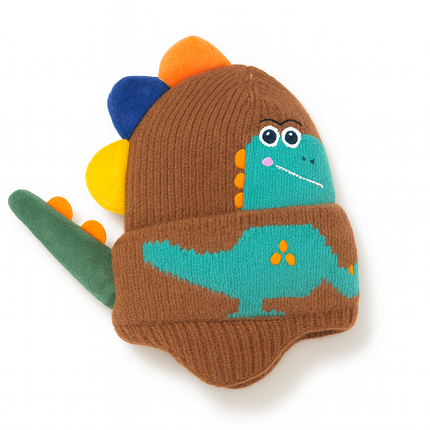 Adorable Dinosaur Knit Beanie for Kids – Warm Winter Hat with Colorful Spikes & Tail