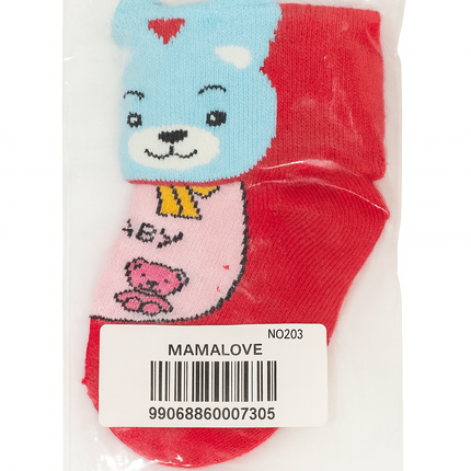 MamaLove Baby Socks – Soft Red Infant Socks with Cute Bear Design