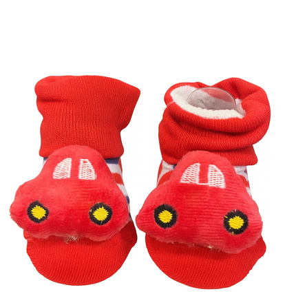 Relaxtex Baby Socks – Red Car Design Soft Cotton Booties for Infants