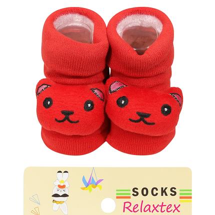 Relaxtex Baby Socks – Soft & Cute Red Bear Design for Newborns