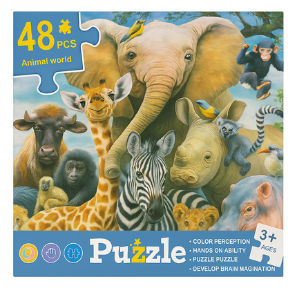 Animal World Puzzle – 48 Piece Educational Jigsaw for Kids (Ages 3+)