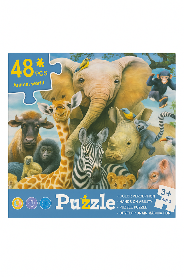 Animal World Puzzle – 48 Piece Educational Jigsaw for Kids (Ages 3+)