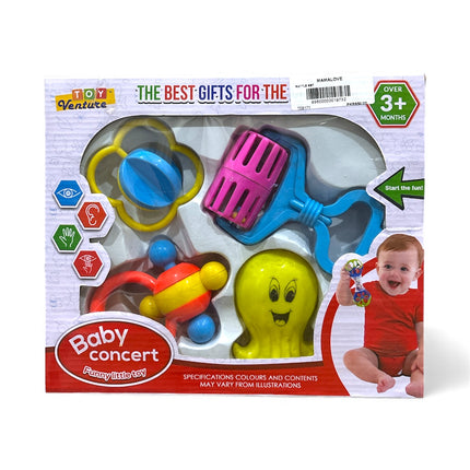Toy Venture Baby Concert Rattle Set – 4 Pcs Musical Fun Toys for Infants (3M+)