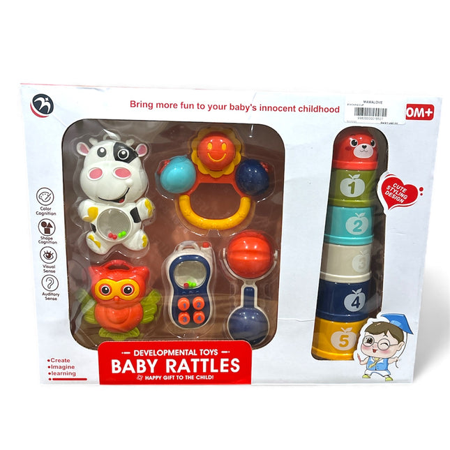 Baby Rattles Developmental Toy Set – Colorful Learning & Play Set for Infants
