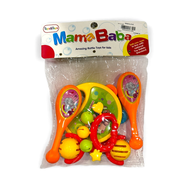 Mama Baba Baby Rattle Set – 5 Pcs Colorful Musical Toys for Kids
