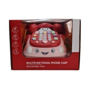 Multifunctional Musical Phone Cart Toy – Educational Baby Activity Toy with Lights, Music & Learning Buttons