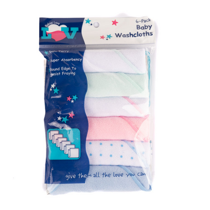 🌈 LOV Baby Washcloths – 6 Pack Super Soft & Absorbent