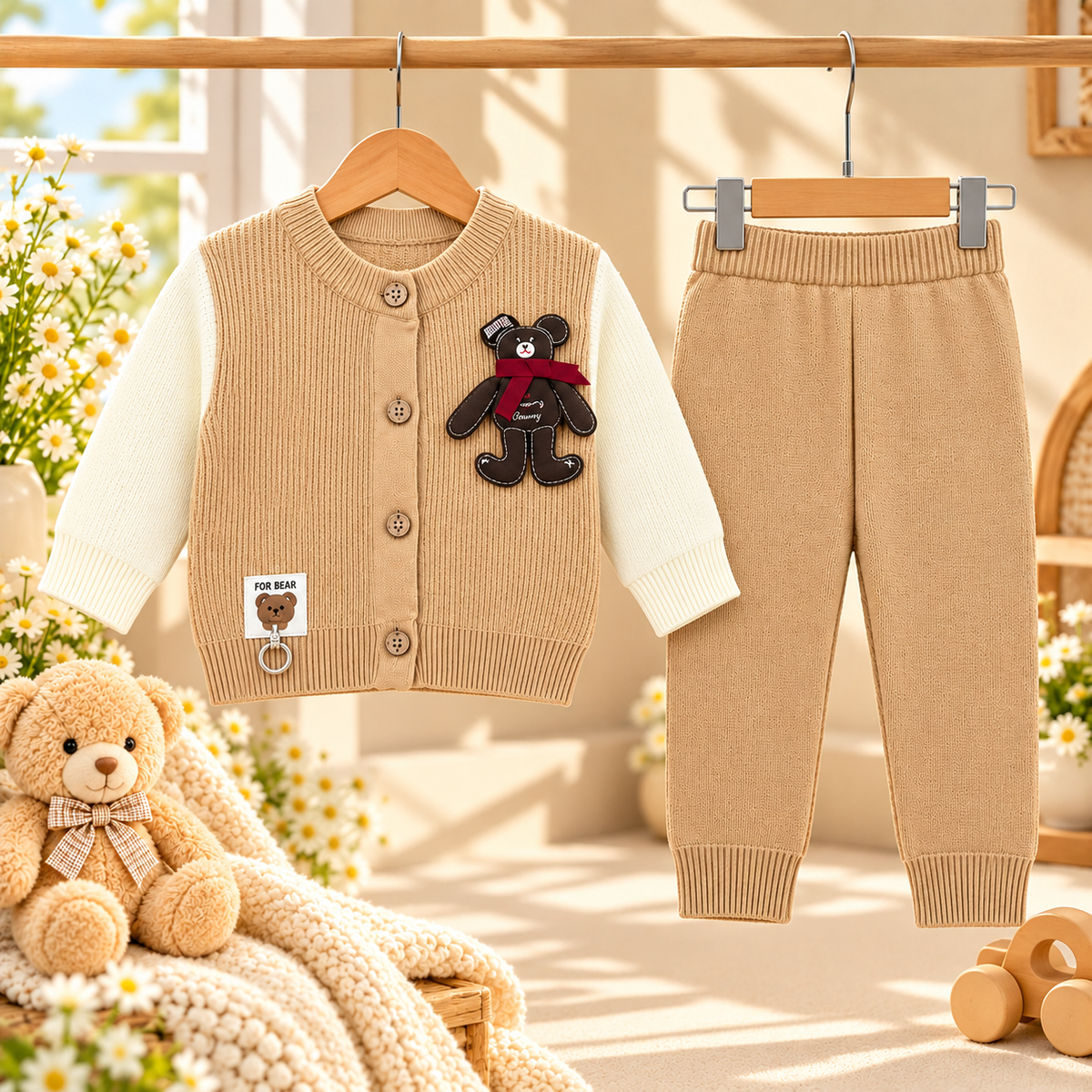 Teddy Bear Knitted Baby Sweater & Trouser Set  G07258
