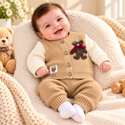 Teddy Bear Knitted Baby Sweater & Trouser Set  G07258