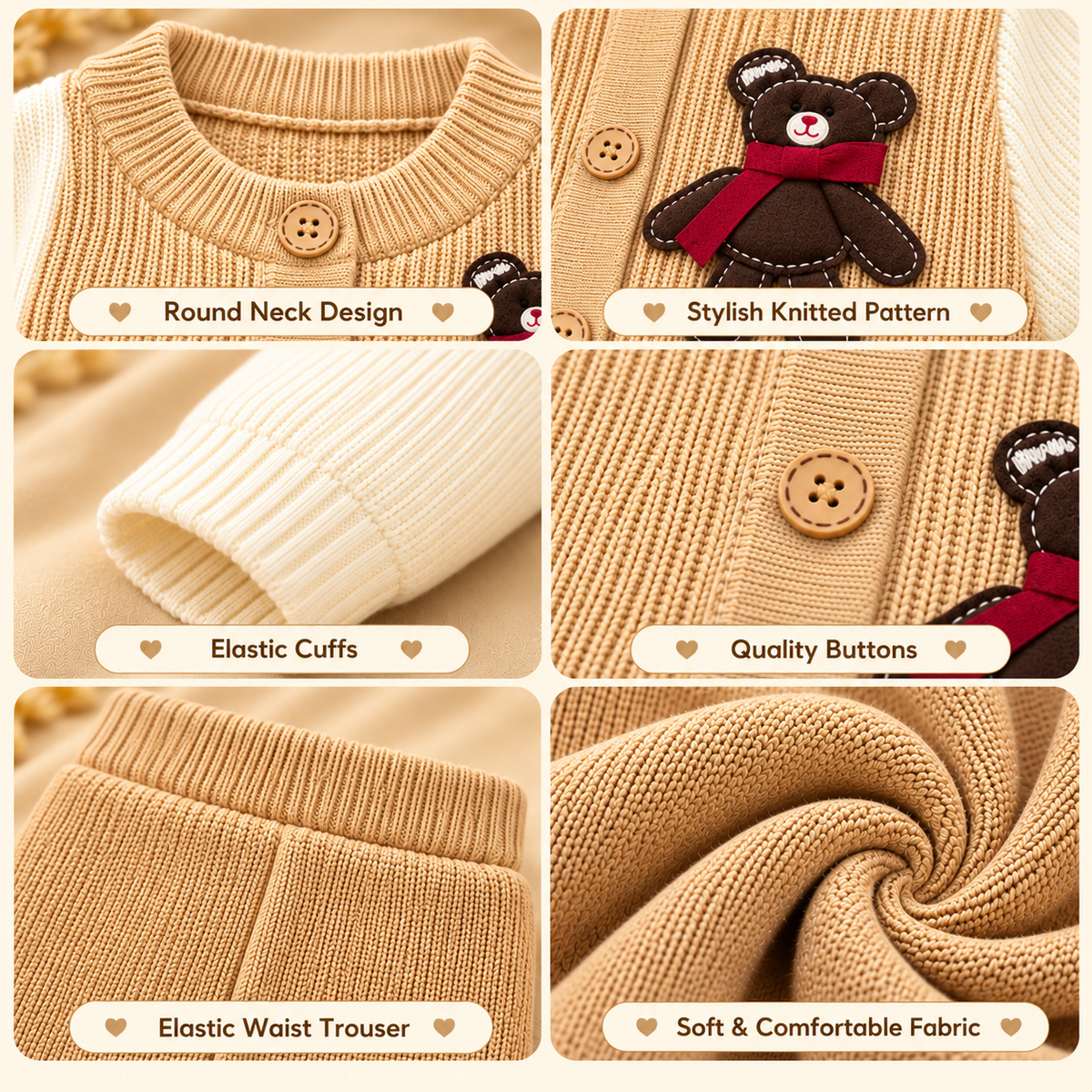 Teddy Bear Knitted Baby Sweater & Trouser Set  G07258