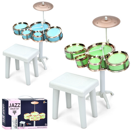 Jazz Drum Set for Kids – 3/5 Piece Musical Drum Kit with Chair and Sticks | Educational Toy for Boys & Girls