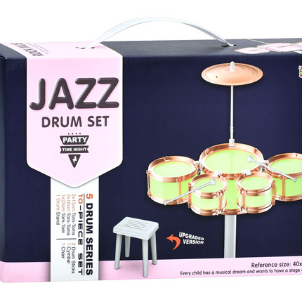 Jazz Drum Set for Kids – 3/5 Piece Musical Drum Kit with Chair and Sticks | Educational Toy for Boys & Girls