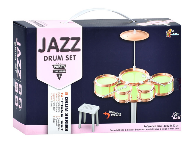 Jazz Drum Set for Kids – 3/5 Piece Musical Drum Kit with Chair and Sticks | Educational Toy for Boys & Girls