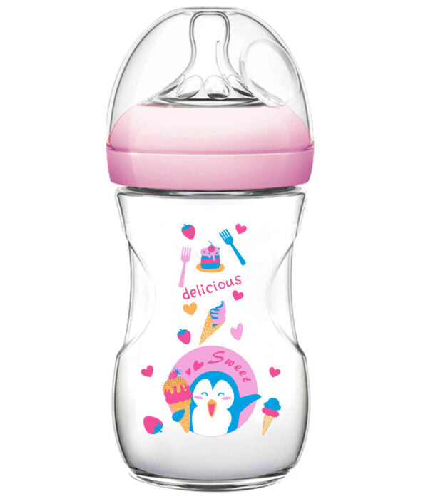 Pink Baby Plastic Feeding Bottle 9oz