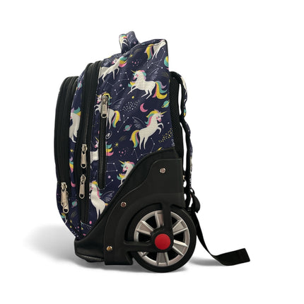 Unicorn Print Trolley School Bag – Rolling Backpack for Kids