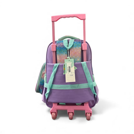 Mermaid Princess 3-in-1 Trolley School Bag Set – Rolling Backpack with Lunch & Pencil Bag