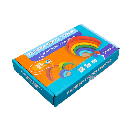 Wooden Rainbow Stacking Blocks – 9 PCS Montessori Educational Toy for Kids