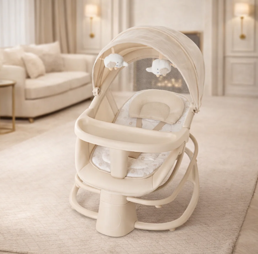 Mastela Deluxe 4-in-1 Multi-Function Baby Bassinet & Electric Swing with Feeding Tray