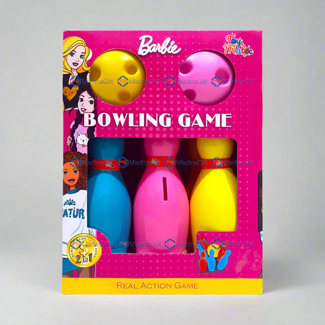 Barbie Bowling Game Set for Kids – Colorful 2-in-1 Bowling and Coin Bank Toy | Indoor & Outdoor Fun