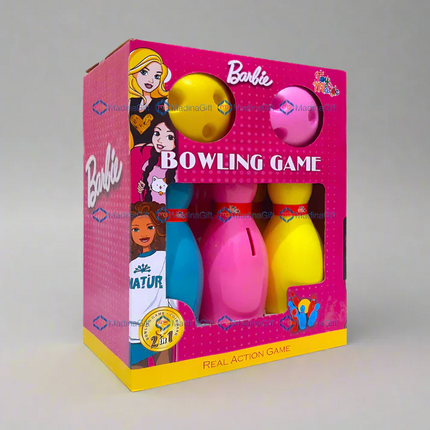 Barbie Bowling Game Set for Kids – Colorful 2-in-1 Bowling and Coin Bank Toy | Indoor & Outdoor Fun