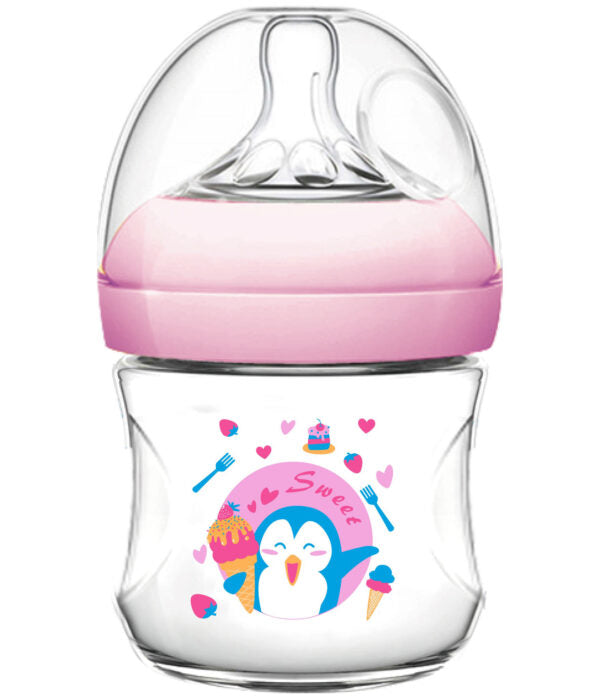 Pink Baby Plastic Feeding Bottle 4oZ