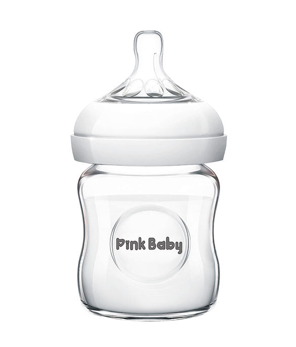 Pink Baby Glass Feeding Bottle 4oZ